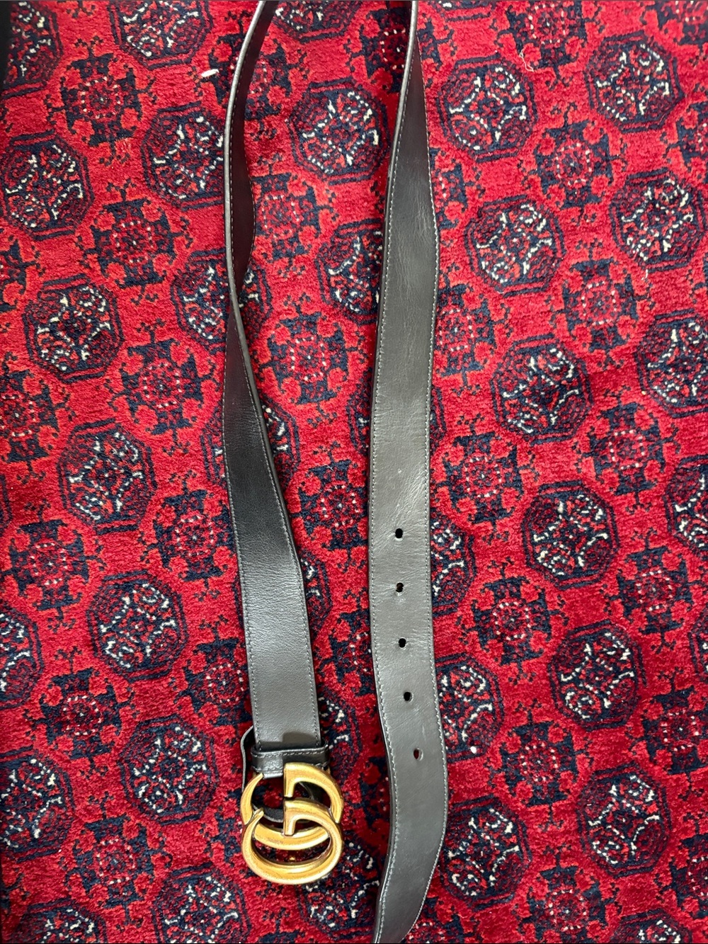 Gucci Black Leather Belt with Gold Double G Buckle
